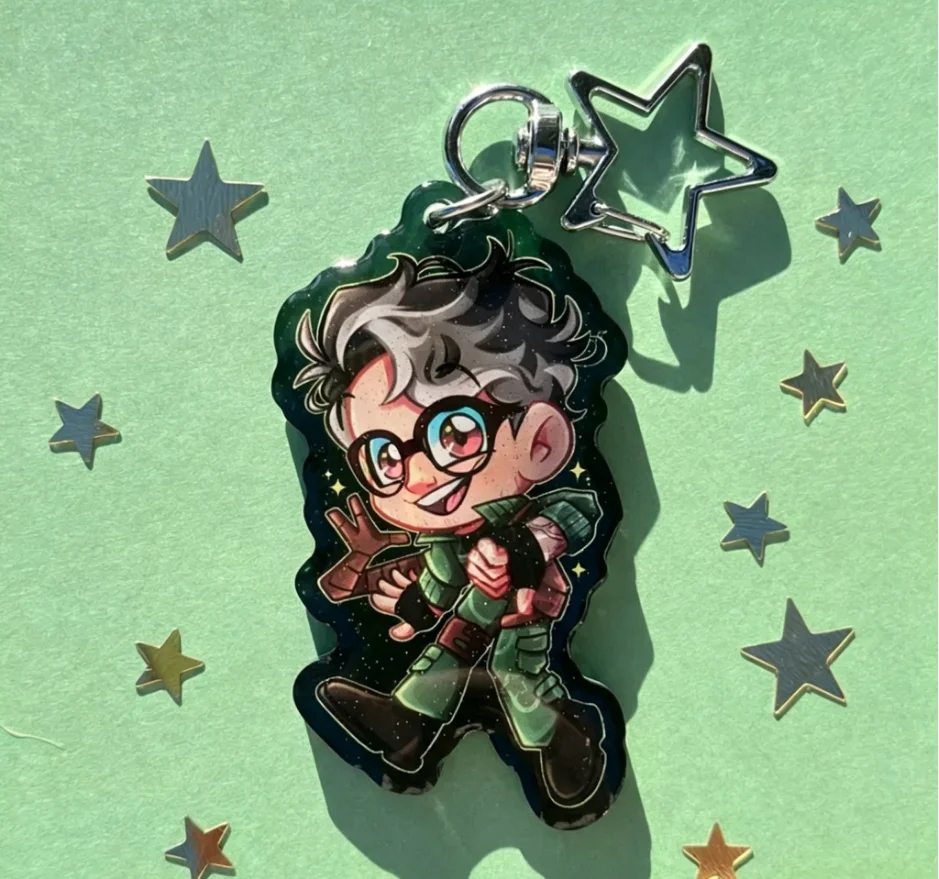 2'' Cute Alien Rock Character Keychain, Double Sided Acrylic Bag Pendant Collectible Fan Gift