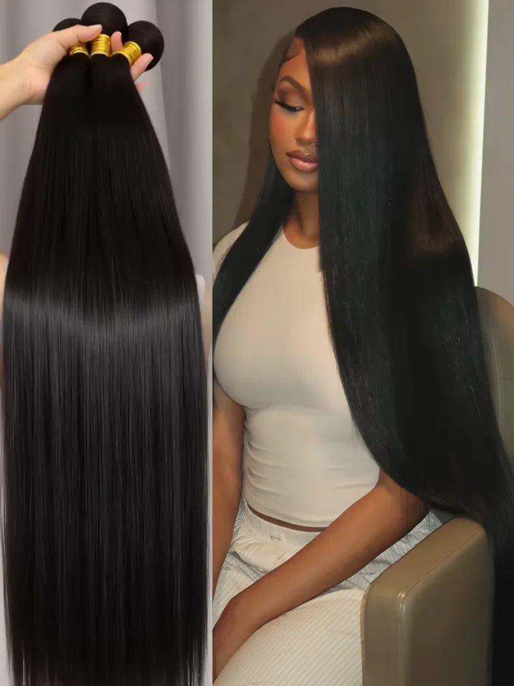 

30 Inch Bone Straight Human Hair Bundles Virgin Unprocessed Natural Black 100% Raw Human Hair Extension Weaving 3 4 Bundles Weft