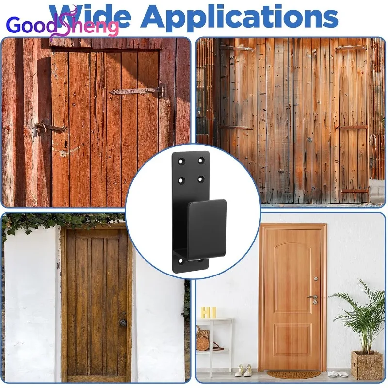 4Pcs U-Shaped Carbon Steel Door Barricade Bar Holder Brackets, Heavy Duty Door Security Support Brackets for Home, Barn, Shed, G