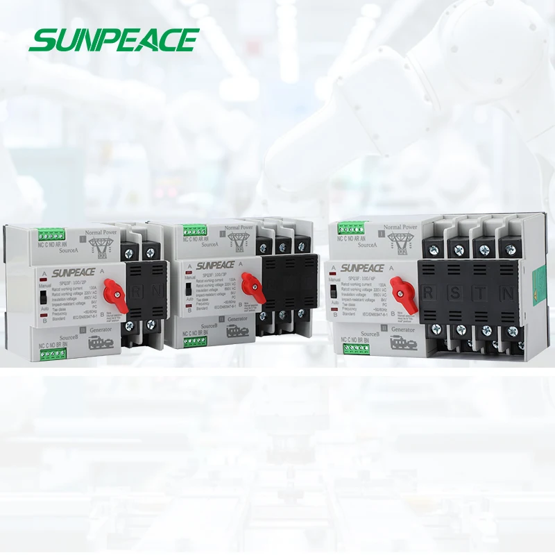 

Автоматический переключатель ввода резерва (ATS) на DIN-рейку 2P 3P 4P, двухполюсный, для бесперебойного питания, 220В 230В 63А 100А 125А