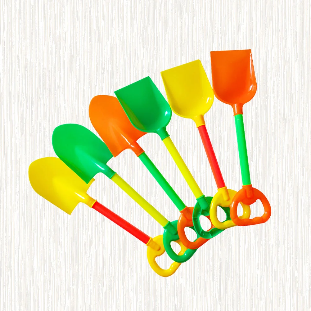 6pcs Plastic Sand Scoop Beach Toy Sand Toy Lightweight Bright Color for Kids (Style and Color Random)