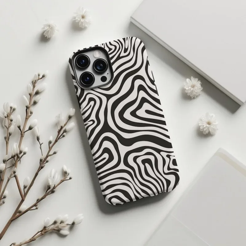 Trendy Groovy Swirls Phone Case For IPHONE 16ProMax 15 14 13 12 11 PRO Plus Acrylic TPU Two in one Mobile Phone Cases