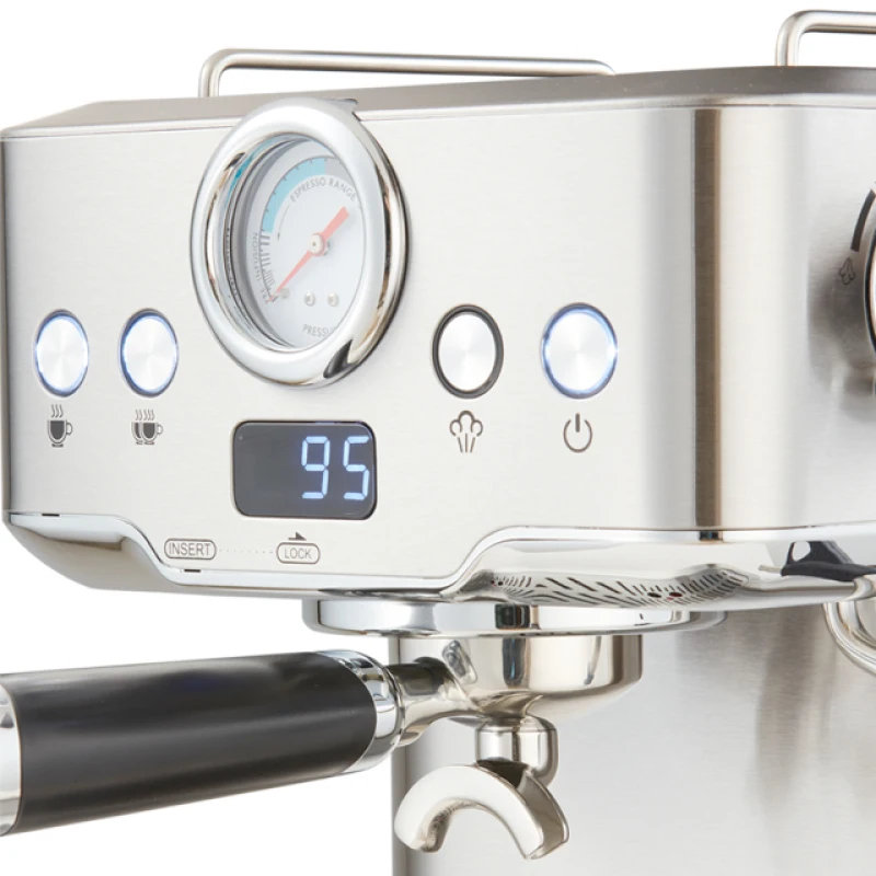 Kompatybilny ekspres do kawy 20 bar Profesjonalny ciśnieniowy spieniacz do mleka Pojedynczy podwójny dawnik Ekspres z wyświetlaczem ciśnienia Wyjmowany zbiornik na wodę