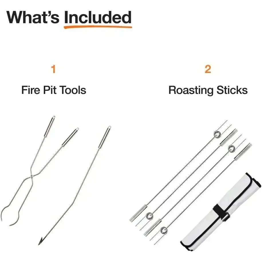 W_Roasting Sticks and Fire Pit Poker - ملحقات الحطب للأماكن الخارجية وRV Fire Pits كرسي تخييم محمول مع ظل #2