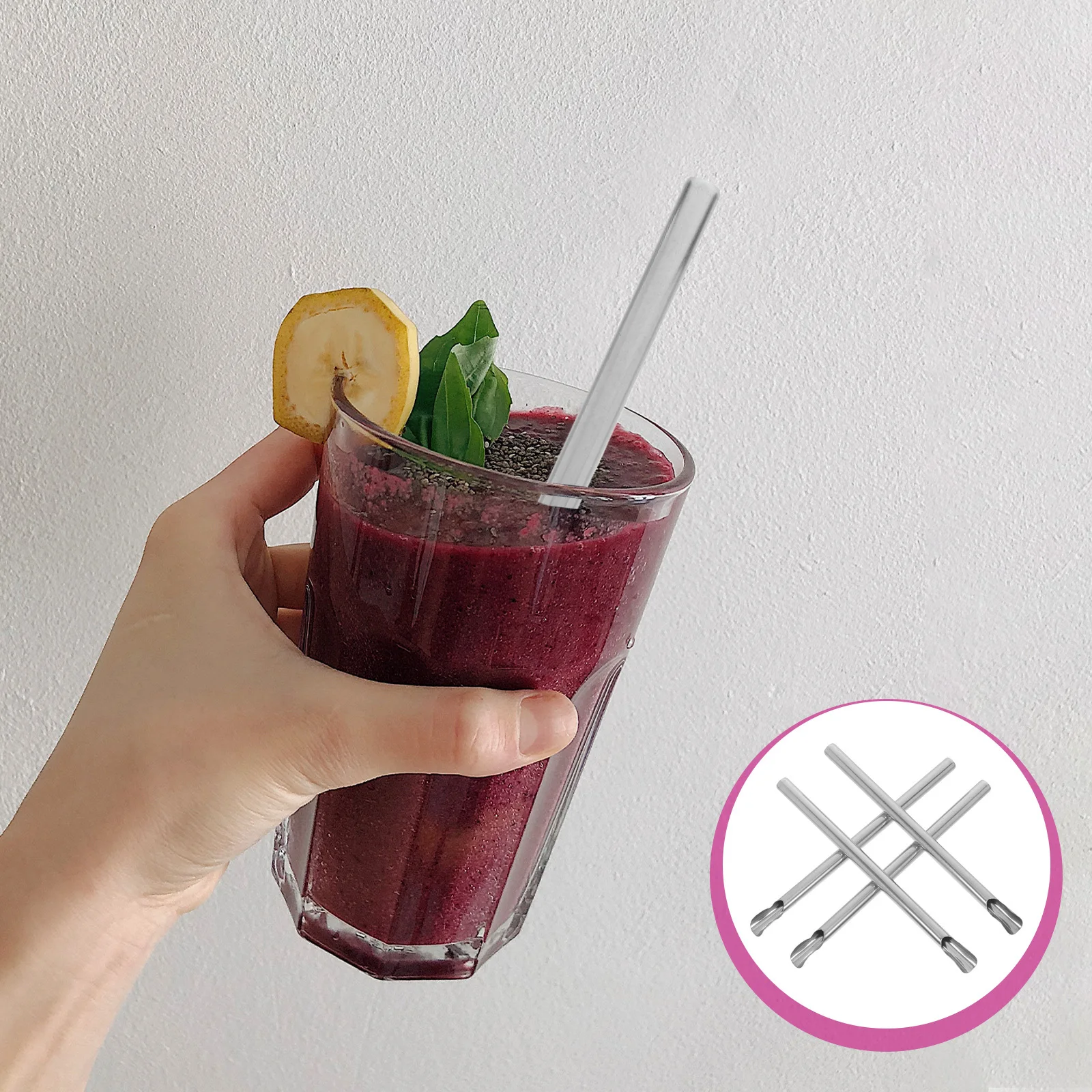 

4pcs Stainless Steel Straws Reusable Colored Drinking Straw For Milk Tea Smoothie Stirrer Washable Rustproof Kitchen Bar