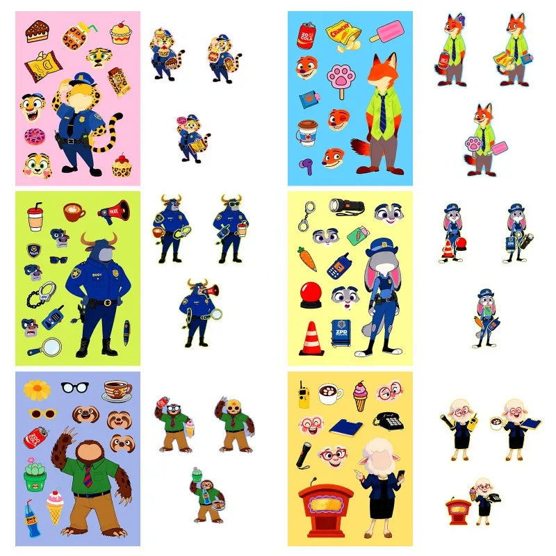 6 قطع من ملصقات تزيين جرافيتي إبداعية لطيفة على شكل شخصية كرتونية