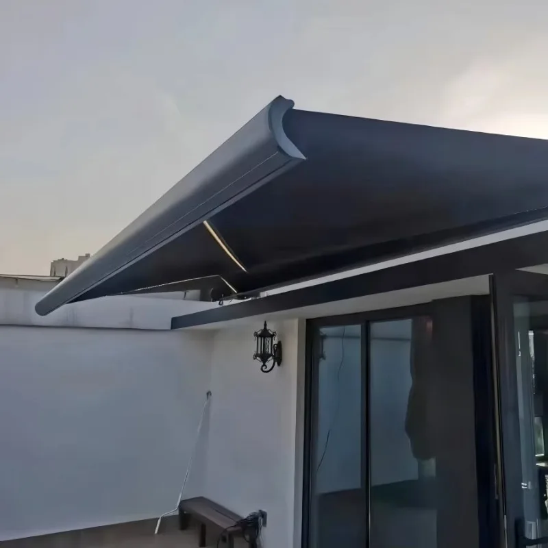 Retractable Black Awning High Strength Custom Size Aluminum Alloy Balcony Waterproof Sunshade Sail Fast Delivery