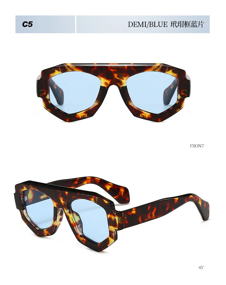 2026 New Unisex Irregular Polygon Oversized Sunglasses Ins Retro UV400 Shades for Travel Driving Street Shoot