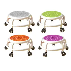 Low Roller Seat Stool Low Noise Sturdy Swivel Rolling Stool Pulley Wheels Stool for Kitchen Fitness Garage Office Barber Shop