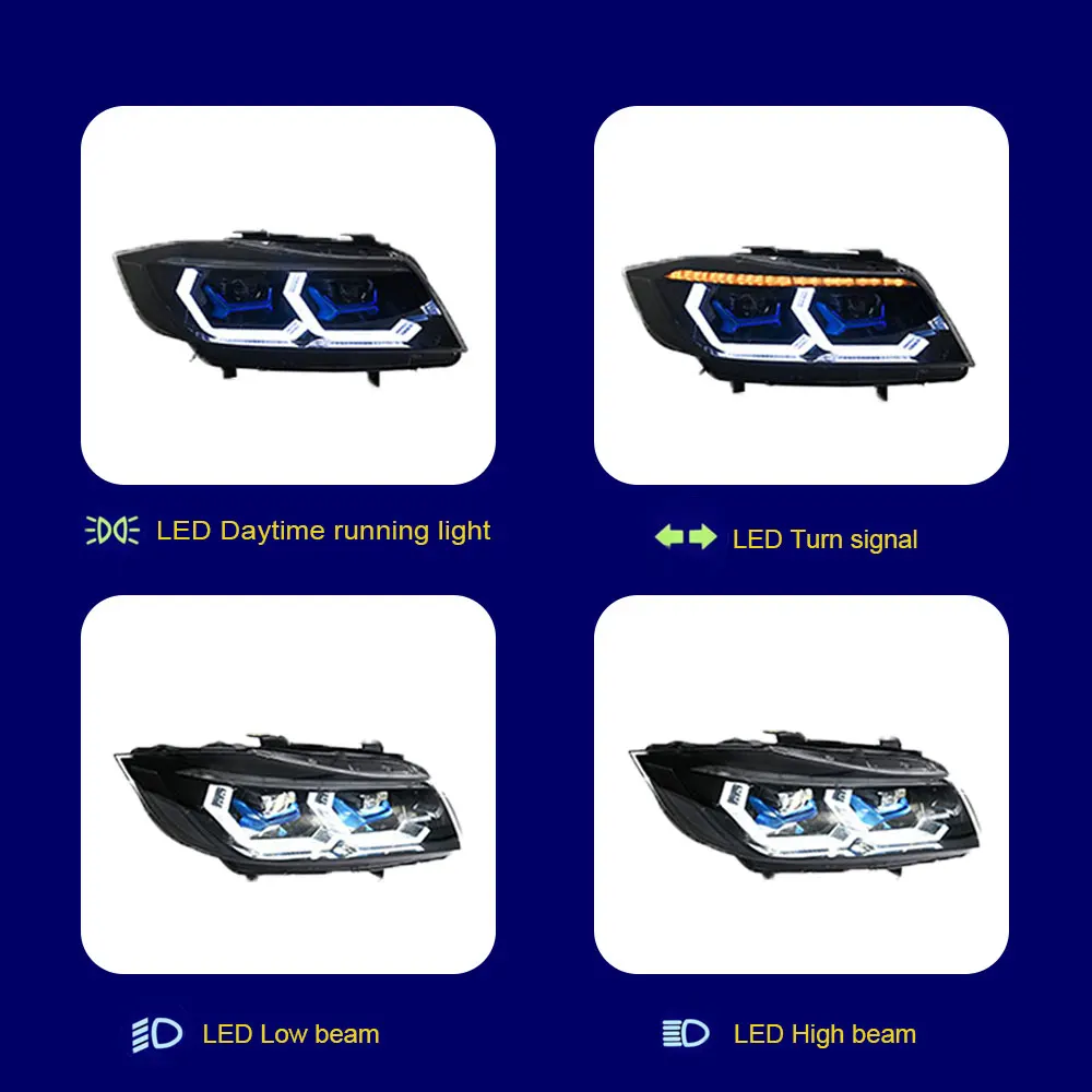 LED HeadLamp for BMW E90 LED Headlight 2005-2012 Headlights 320i 325i 318i DRL Turn Signal High Beam Angel Eye Projector Lens