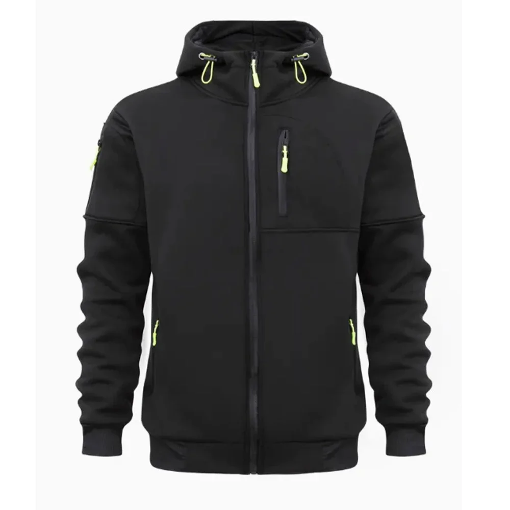 2025Solid Color Men's Hooded Jacket Casual Long Sleeve Hoodies With Zipper Gym Sports Hooded Coat For Spring Fall Explosions Men