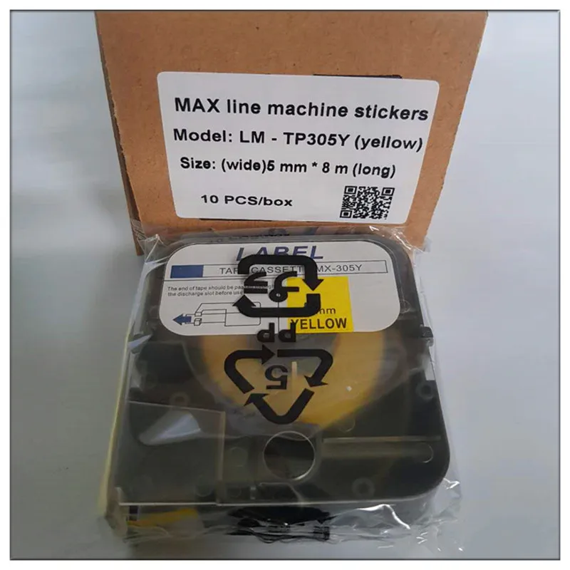 max tape label cassette lm-tp305y yellow ink ribbon printer cartridge for letatwin wire marker tube printer lm-380e/a,lm-390a