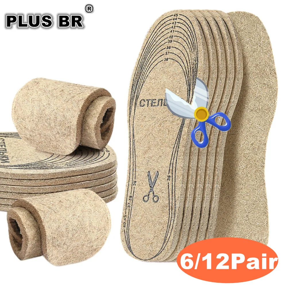 Warm Wool Felt Insoles for Men / Women, Shock-Absorbing Shoe Inserts, Adhesive Footbeds for Comfort and Support, Can Be Cropped