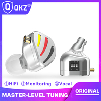 QKZ Earphones HIFI Monitoring Vocal 3-Level Tuning Switch Metal Heavy Bass Earbuds Dynamic Sport Music Headsets D-Fi Castor