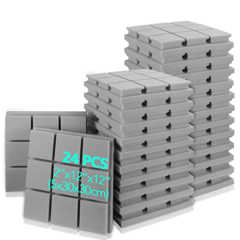 

Soundproofing Panel 24pcs Acoustic Foam Panel Soundproofing Studio Noise Insulation For Walls Sound-absorbing Sponge Panels