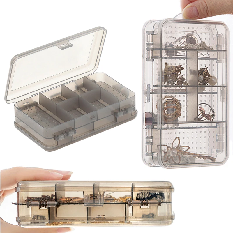 

Double Layer Jewelry Box Portable Jewelry Organizer Display Plastic Boxes Earring Case Storage Joyeros Packaging Organizador