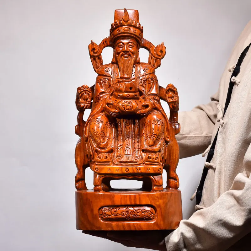 large Asia HOME company shop Worship wood carving God of wealth Buddha statue bring money GOOD luck CAI SHEN Rosewood statue A2