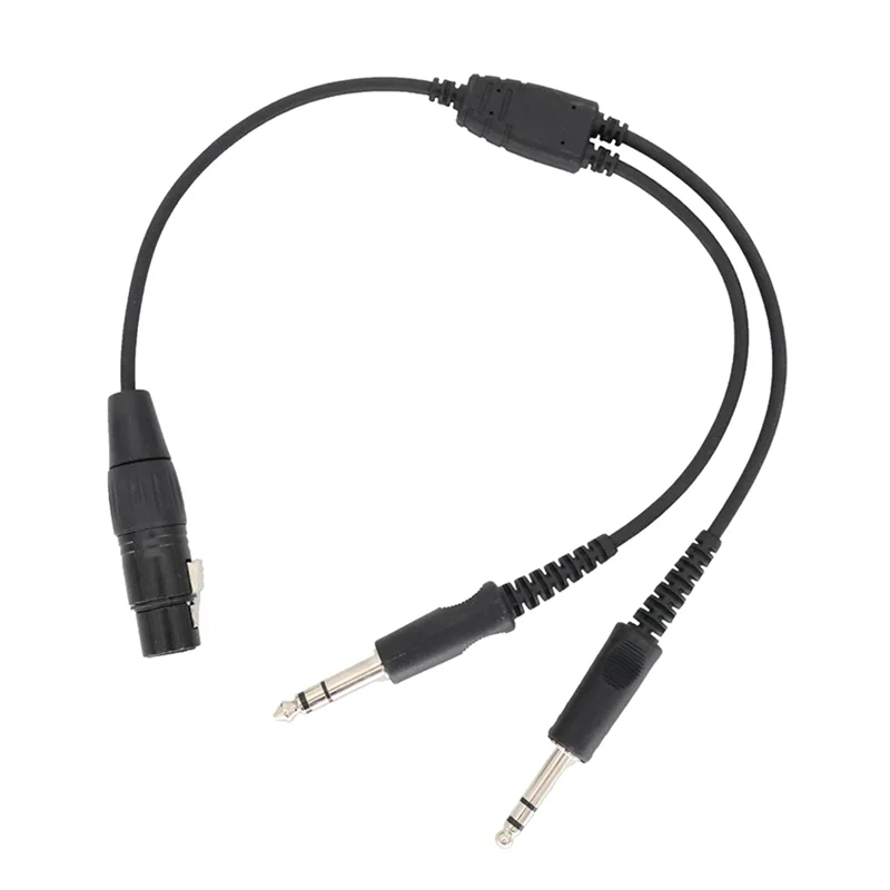 A32T-Aviation XLR To GA Dual Plug 5 Pin Headset Connector Black Aircraft Headphone Cable