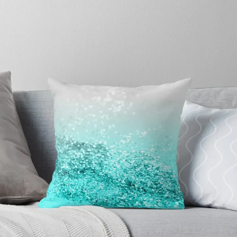 

Silver Gray Aqua Teal Ocean Glam #1 (Photo of Glitter Only - Not Reflective) Throw Pillow christmas ornaments 2025 pillow