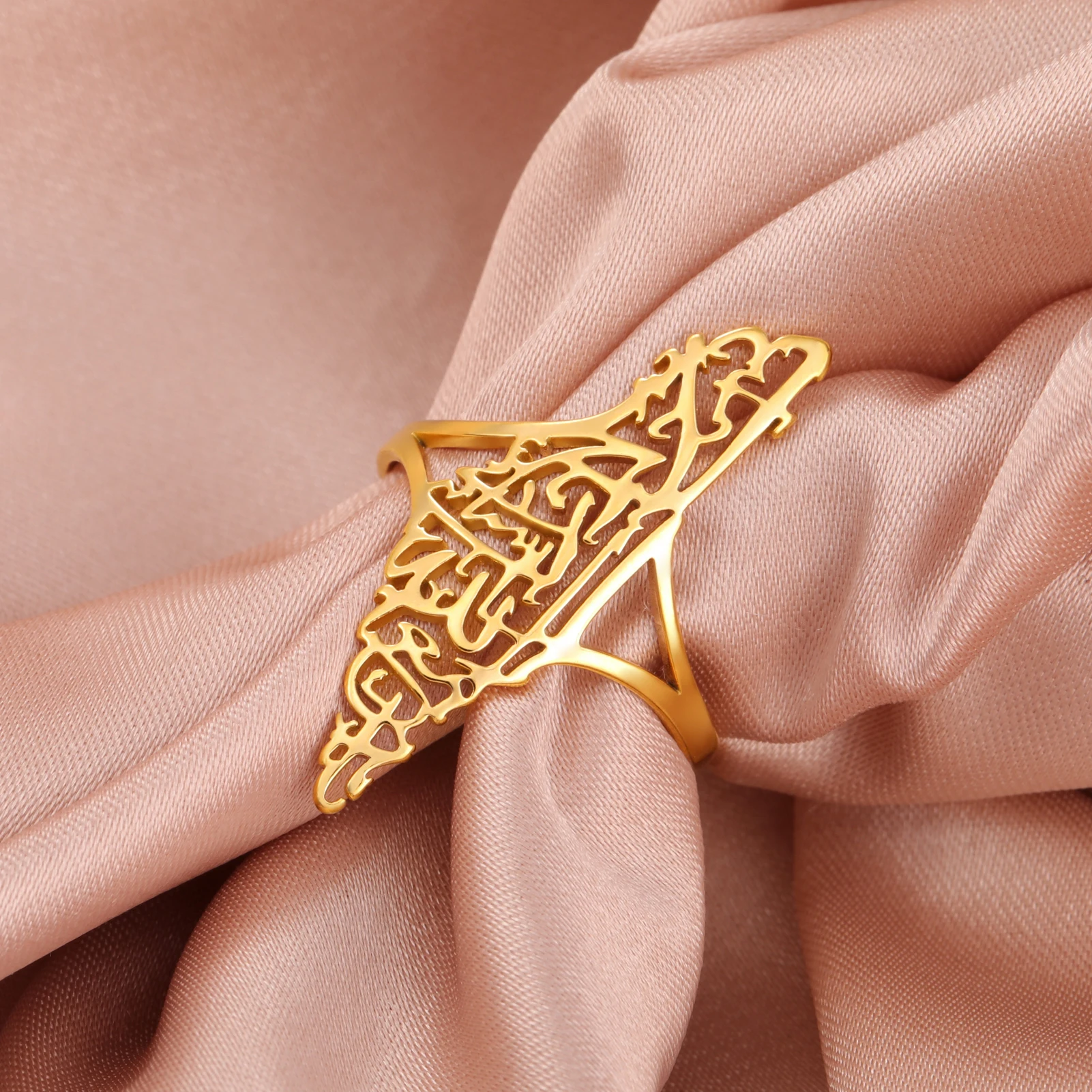 Cazador Stainless Steel Palestine Map Rings for Women Gold Color Arabic Letter Adjustable Rings 2024 Jewelry Christmas Gifts