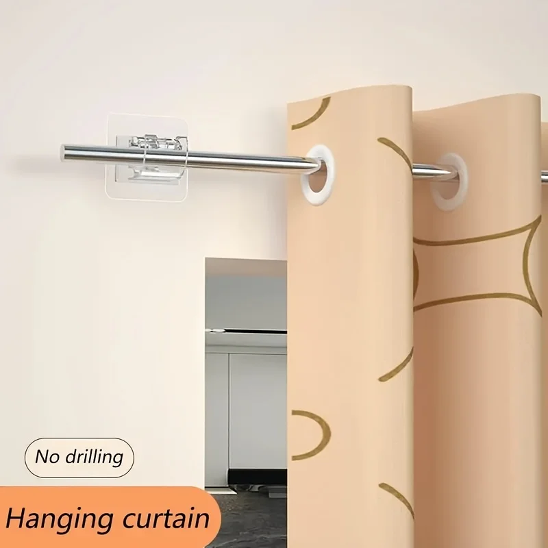 2er-Pack Bohrfreie Verstellbare Gardinenstange, Transparente Kunststoff-Duschstange mit Haken, Einfache Installation für Schlafzimmer Badezimmer Schrank – Detail 2