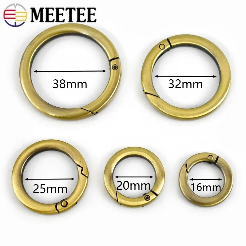 5/10Pcs 16-38mm Spring Snap O Ring Metal Buckles Flat Round Coil Clasp Openable Keyring Buckls Bagstrap Connector Hook Accessory