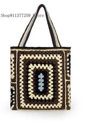 Women\'s Shoulder Bag Knitted Tote Bag Bohemian Crochet Large Capacity Casual Women\'s Handbag Large Shopping Bag Beach Bag