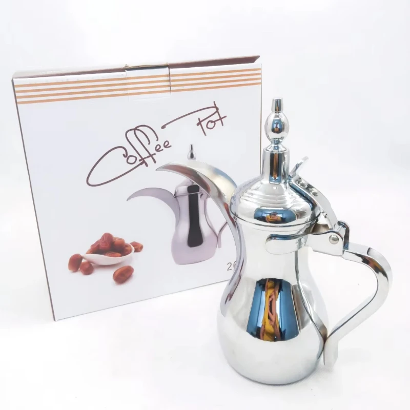

Custom Stainless Steel Teapot Long Beak Gold and Silver Pot with Lid Palace Kettle Classic Design Middle Eastern Arabic Style