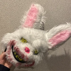 Masque de lapin sanglant à longues oreilles pour Halloween, déguisement d'ours brun noir, lapin cosplay, fête d'Halloween, offres spéciales