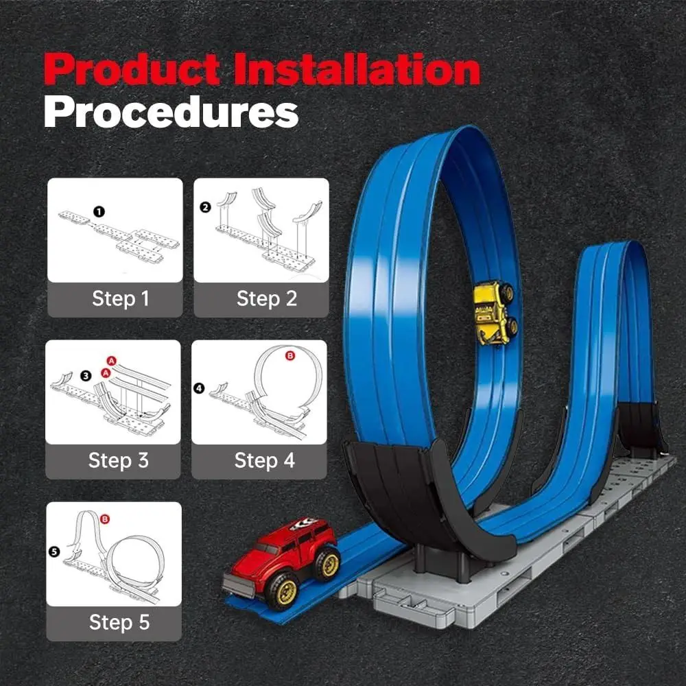 مجموعة مسار السيارة المغناطيسية المضادة للجاذبية، سهلة التجميع، مسار سباق الأطفال القابل للتغيير، ألعاب تعليمية بالقصور الذاتي