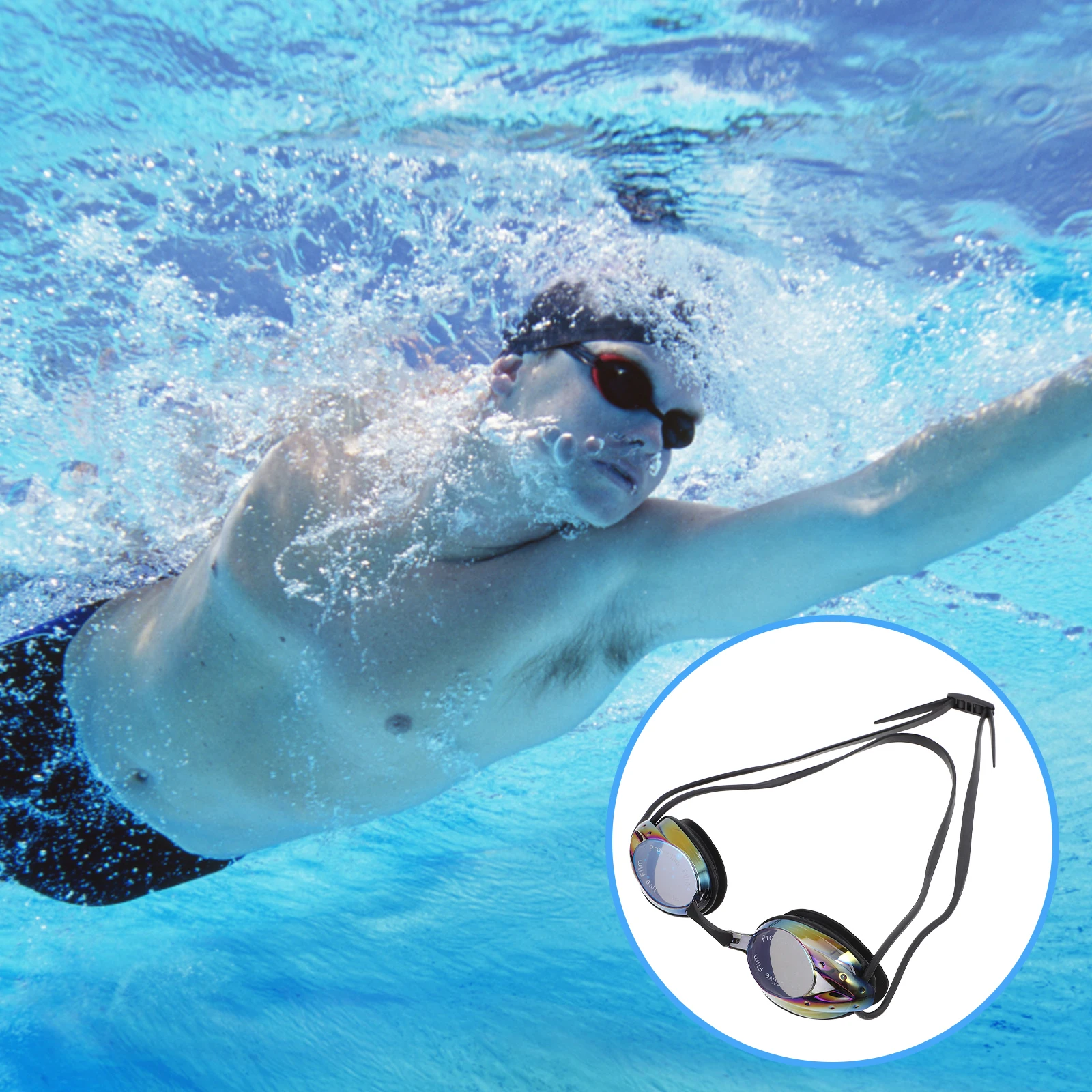 1 Juego de Gafas de Natación Antivaho de Alto Rendimiento, Visión Clara Bajo el Agua, Sellado Ergonómico, Adecuado para Piscina y Natación en Aguas Abiertas
