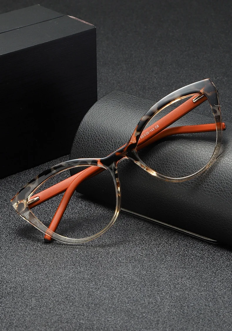 F·DRACON TR90 Mode Retro Cat Eye Damen Brillengestell Ultraleichte optische Anti-Blaulicht-Brille für Damen – Detail 1