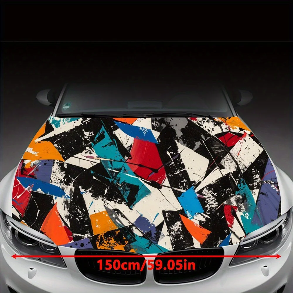 ملصق لاصق لغطاء السيارة التجريدي الملون، أغطية فينيل للسيارة مناسبة لمعظم المركبات، هدية طبقة حماية لغطاء محرك السيارة #2