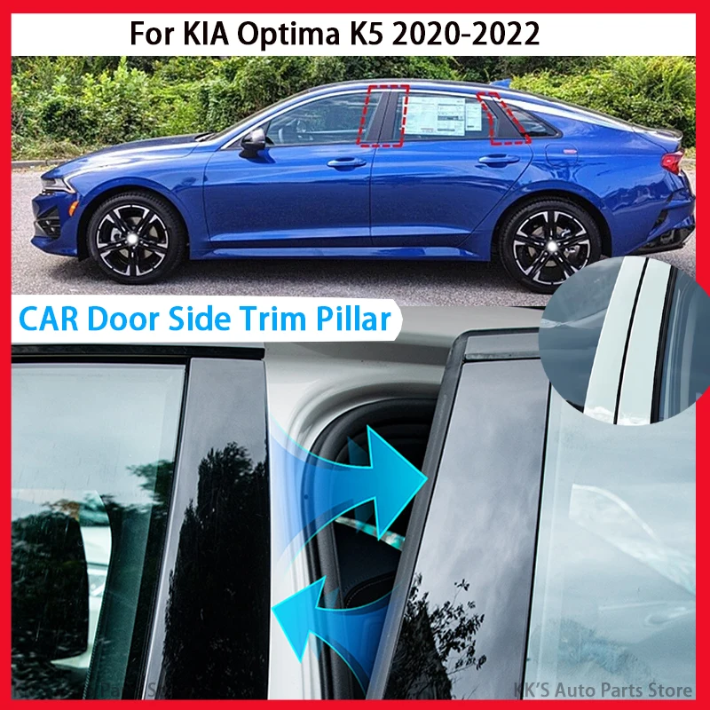 

6Pcs Glossy Black Door Trim Pillar Posts Fit For KIA Optima K5 2020 2021 2022 Window Trim B C Column Sticker Decor Cover