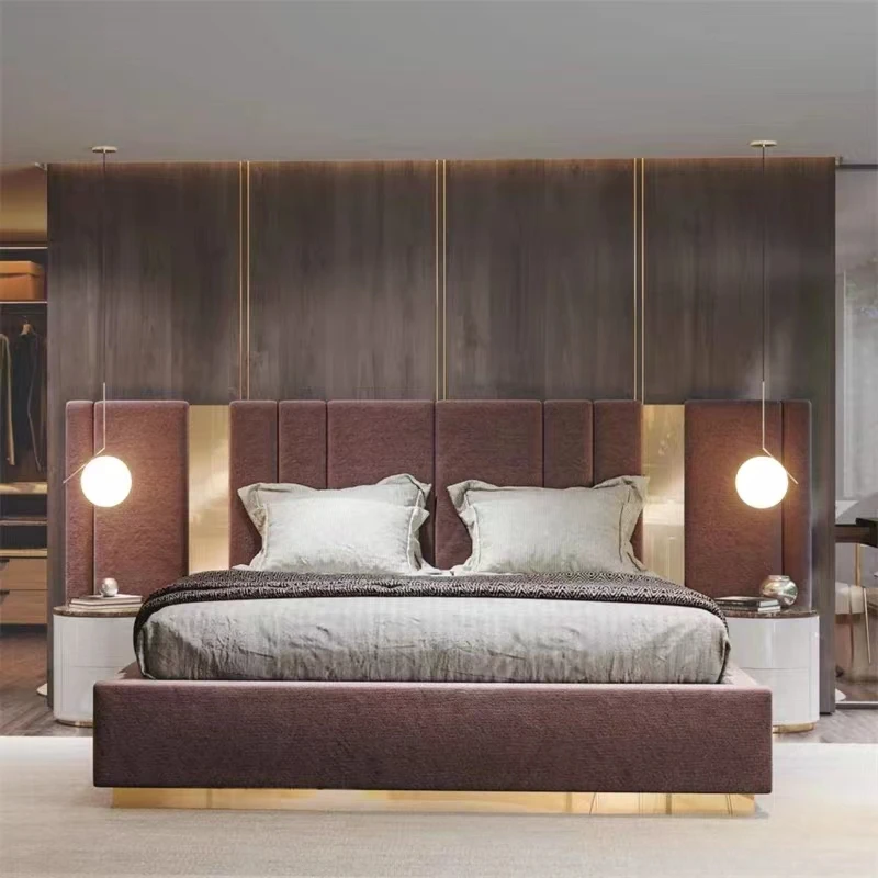 

Nordic Modern Luxury Bed Wood European Style Lit Pliable Platform Bedroom Beds Bases King Size Letto Matrimoniale Furniture