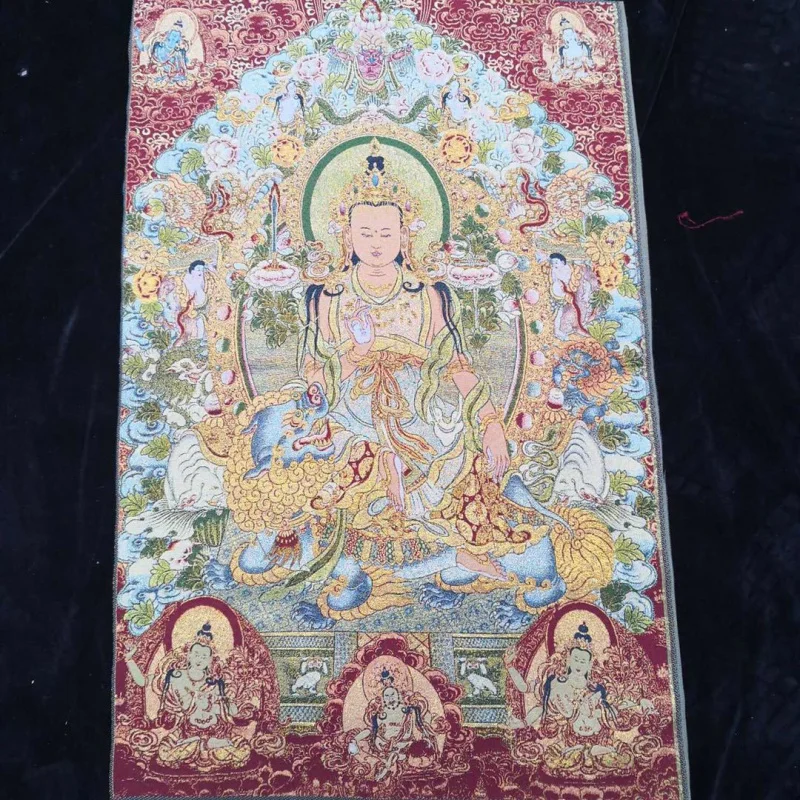 Wholesale Vintage Brocade Thangka Embroidered Painting Tibet Gold Calligraphy and Painting Brocade One Piece Dropshipping