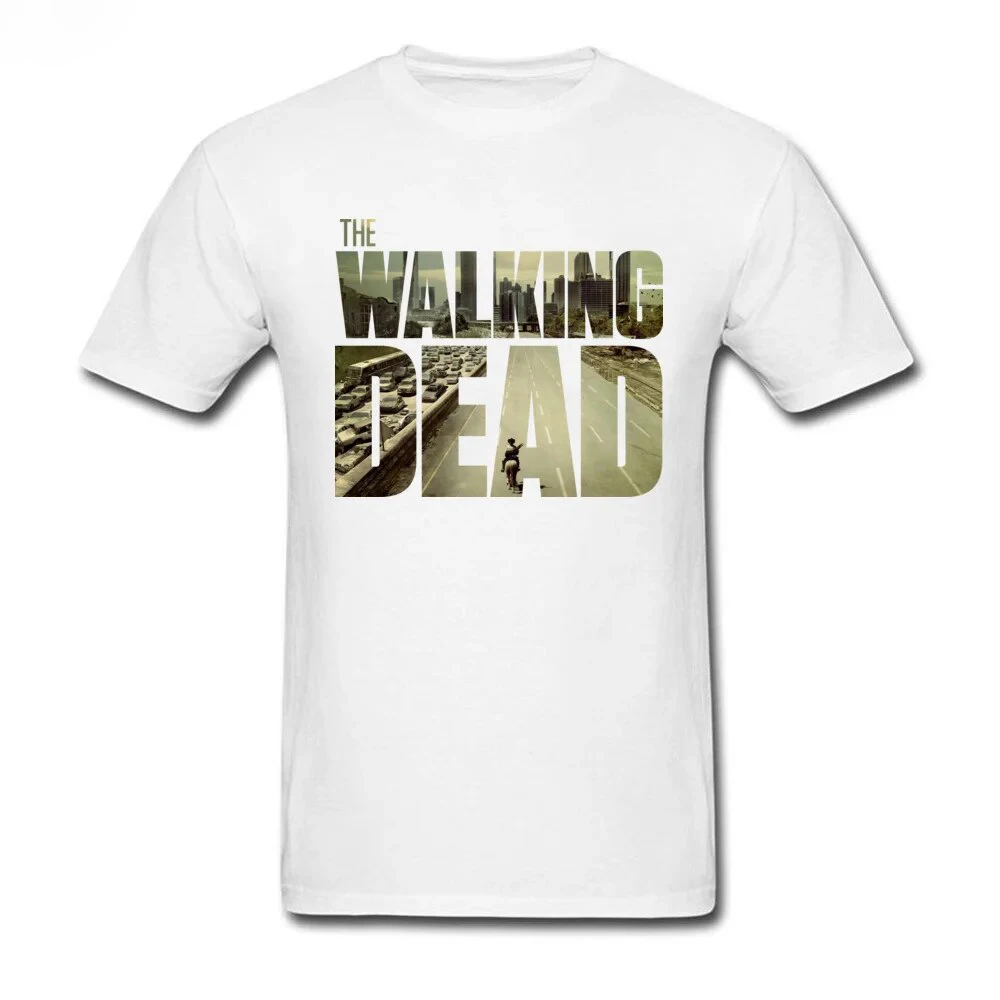 Camiseta de algodão estampa de The Walking Dead masculina e feminina, camiseta unissex, streetwear casual, tops da moda, manga curta, verão