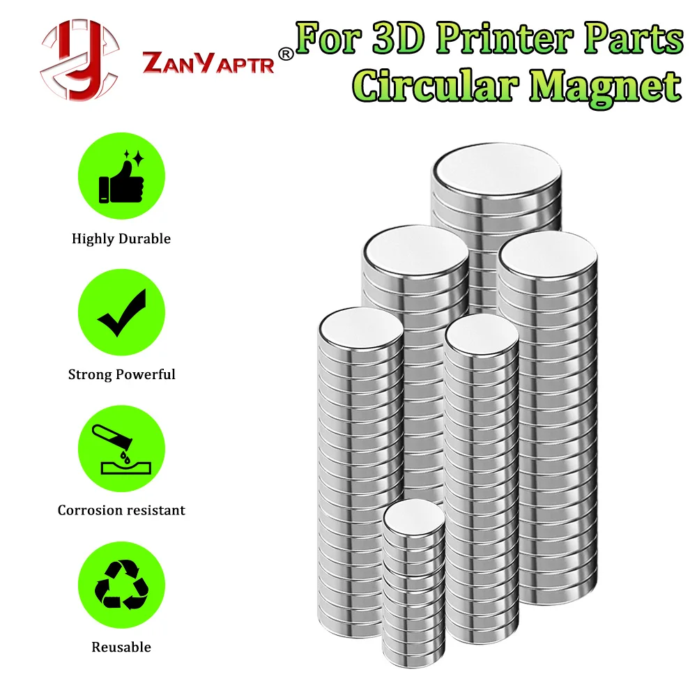 

Для 3D-принтера DIY Запчасти Круглый магнит Сильный магнит Высокая совместимость Маленькие мини-магниты