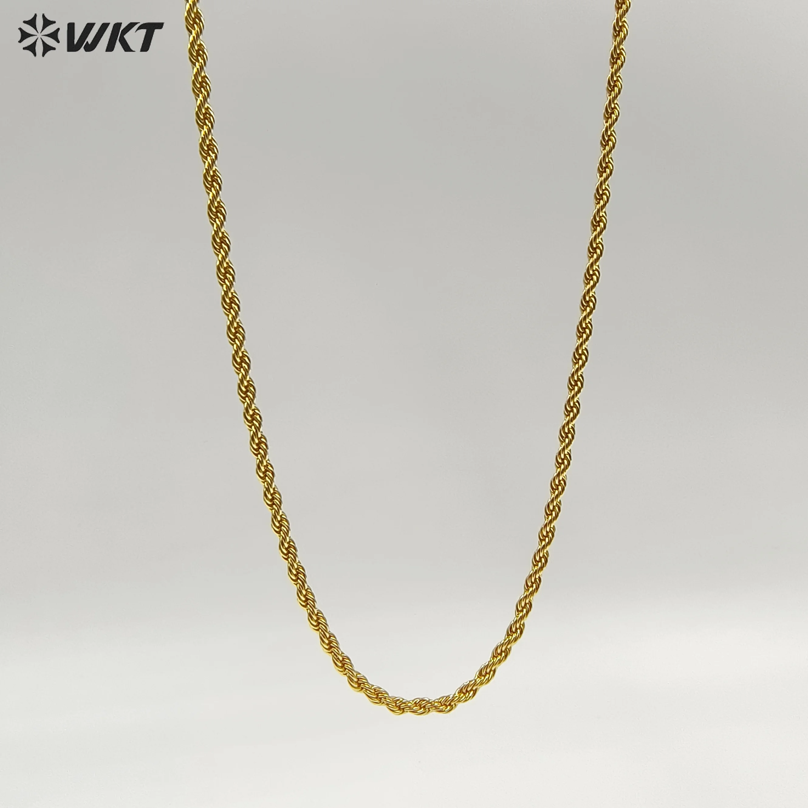 

WT-JFN49 10PCS High Quality 35inch Unique Yellow Brass Necklace With Real Gold Plated For Women Anniversary Gifts