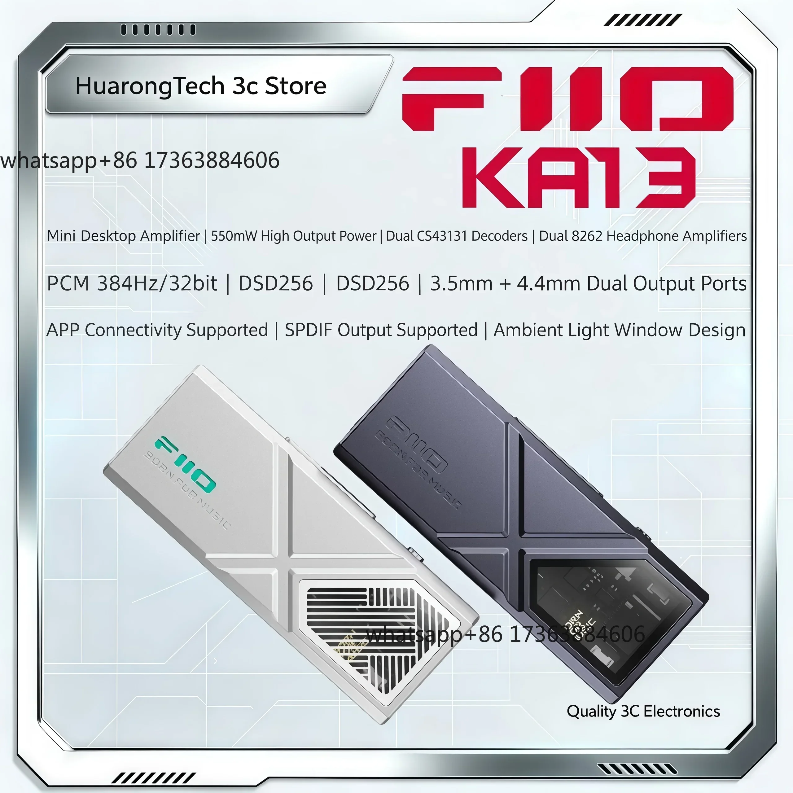 KA13 USB DAC Headphone Amplifier Jade Sound Dual CS43131 HiFi Lossless Audio 550mW 3.5mm 4.4mm Output Desktop Mode Gifts
