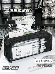 5-layer Large Capacity Transparent Pen Bag Girls Stationery Box Primary Middle High School Students Pencil Case