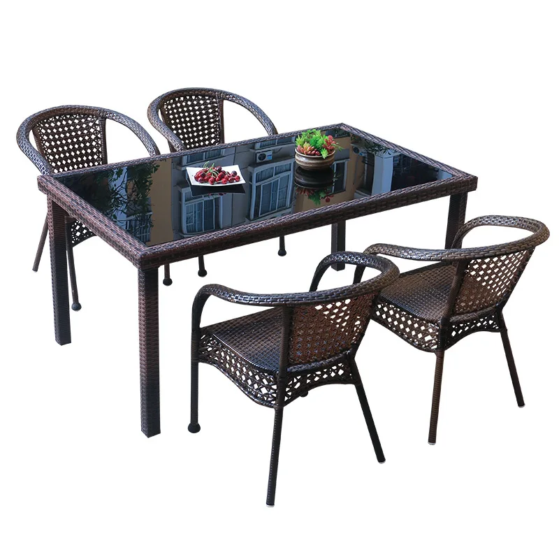 

Outdoor tables and chairs, cafe milk tea shop, imitation rattan casual dining chair