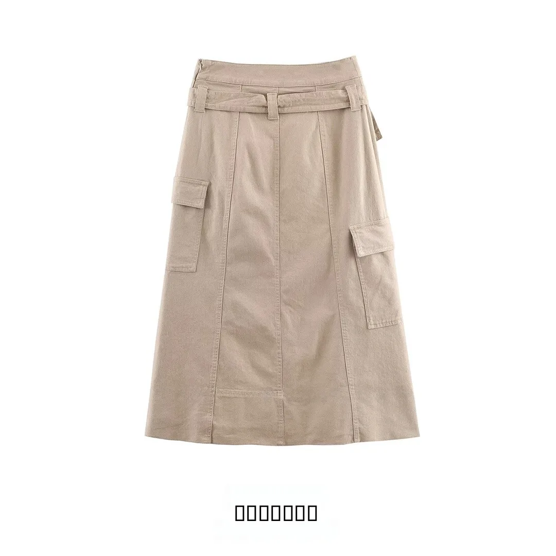 

Faionable mat Women's Midi Skirt with Belt New Arrival Street Sle High Waist Polyester Fiber Ci Commute Suitable