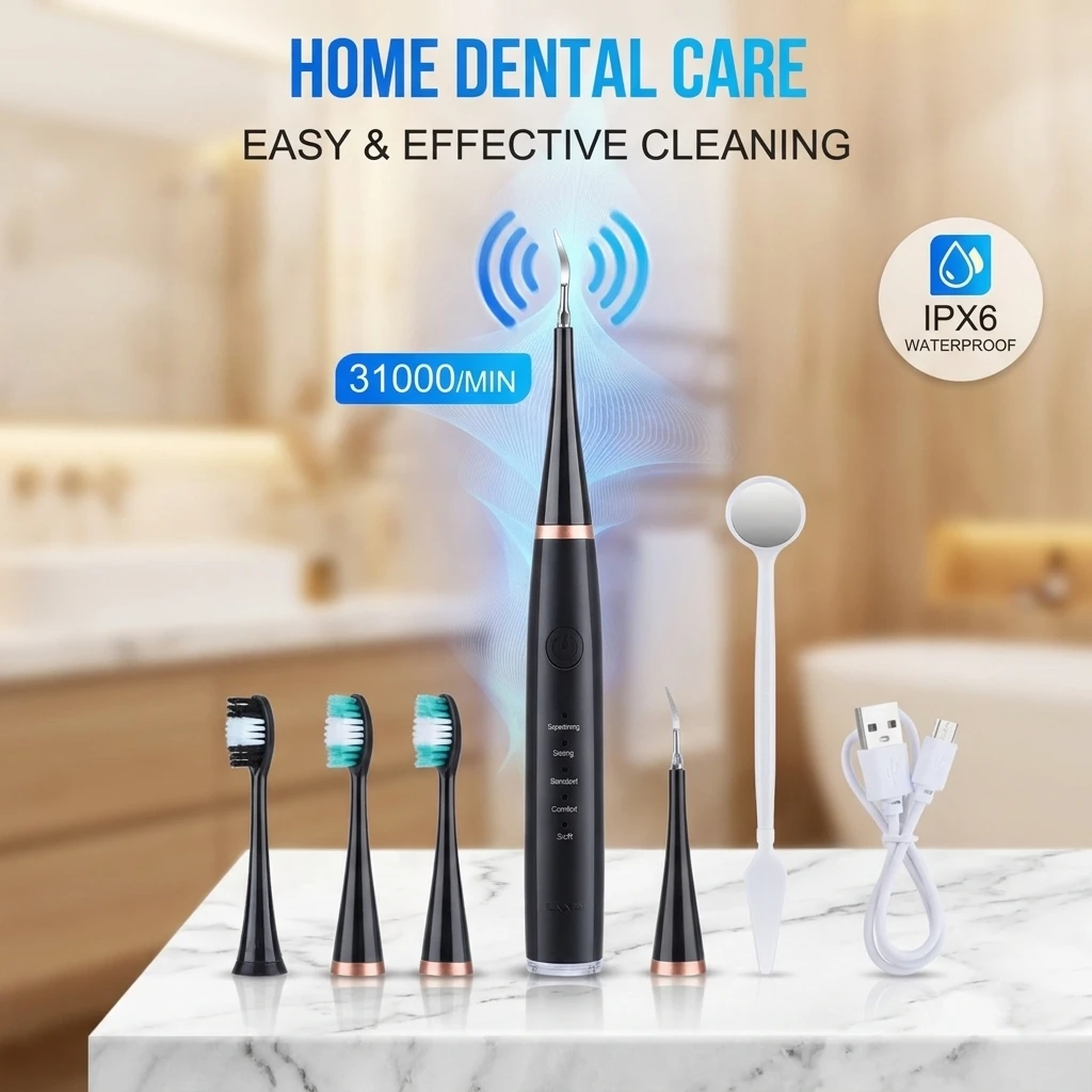 Dental Scaler Ultrasonic Scaler Tooth Cleaner Dental Stone Removal Electric Sonic Plaque Remover for Teeth Stain Tartar