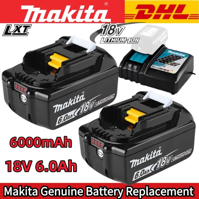 

Original Makita 18V 6.0Ah 5.0Ah Rechargeable Battery for Makita Power Tools with LED Li-ion Replacement LXT BL1860 BL1850 18v