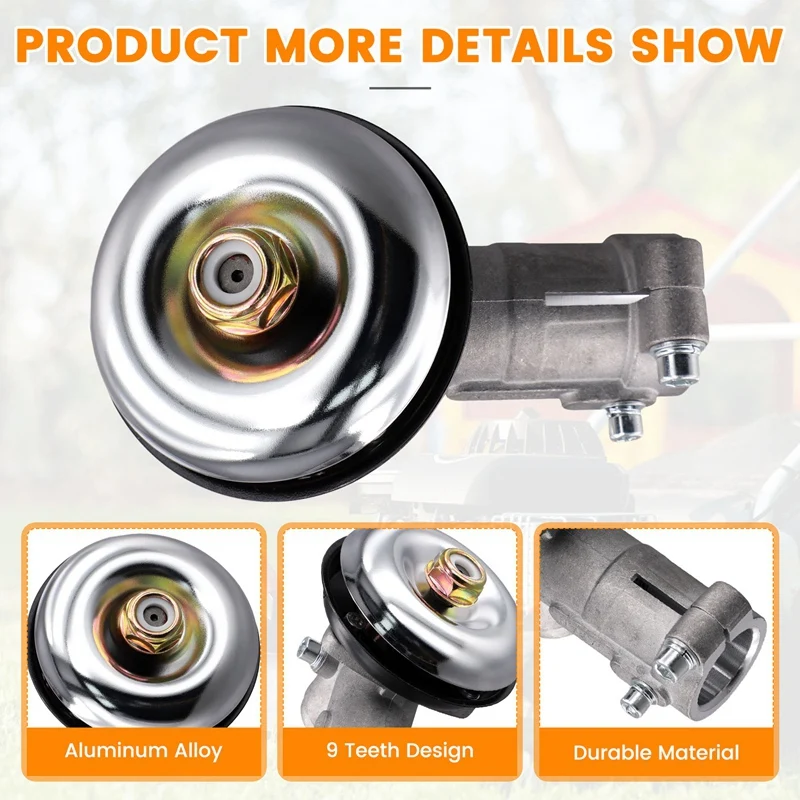 ABJA-9Teeth Trimmer Gearbox Gearhead Brushcutter Grass Trimmer Replace Gear Head Lawn Mower Parts Gardening Tool
