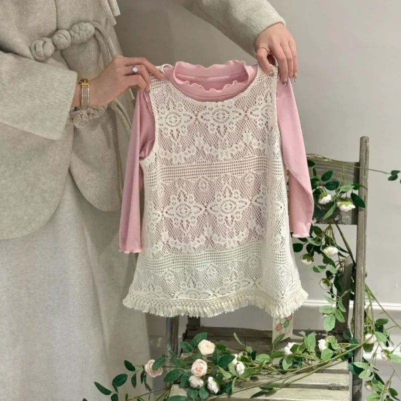 Baby Girl Princess Lace Vest Outfit Infant Toddler Child Elegant Outwear Pullover Top Spring Summer Autumn Baby Clothes 18M-10Y