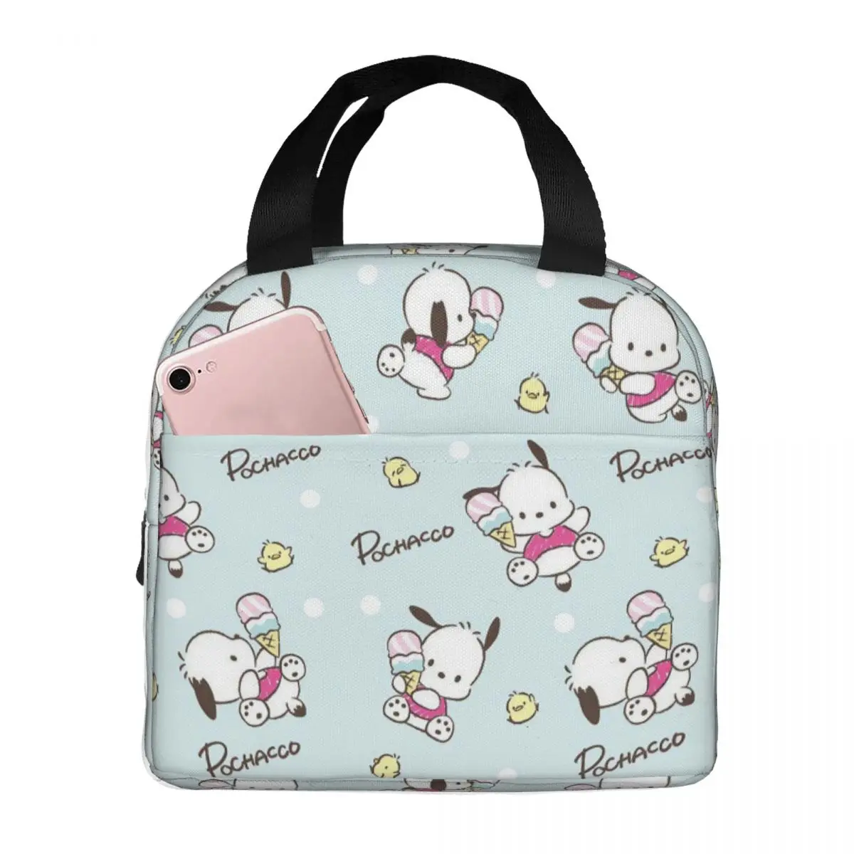 Cartoon Insulated Lunch Bag High Capacity Pochacco Dog Meal Container Cooler Bag Lunch Box Tote College Travel Food Storage Bags