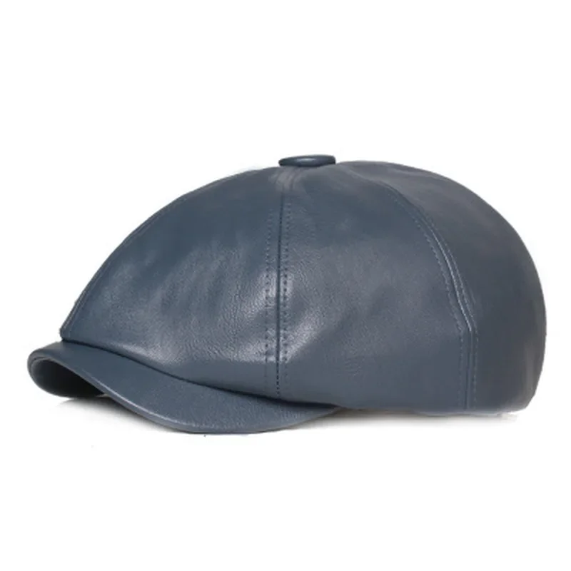 PU Leather Women Hat 2023 New Fashion Street French Artist Warm Beanie Cap Autumn Winter Retro Solid Color Black Beret