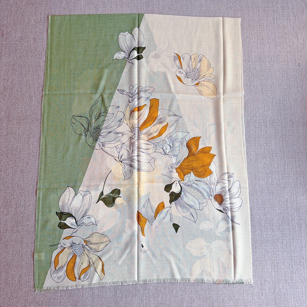 

Роскошный модный синий теплый шарф из 100% шерсти, длинный тонкий 190x70 см, зеленый платок на голову в китайском стиле, осенне-зимний шарф на шею, тюрбан